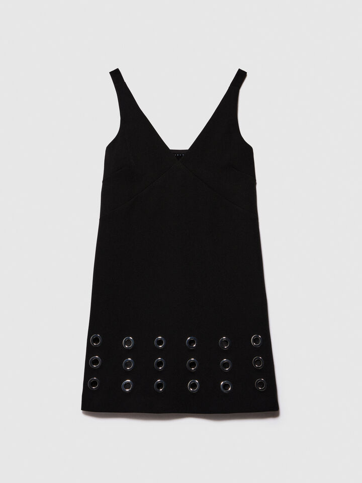 Short dress with eyelets - women's short dresses - Black | Sisley image number 7